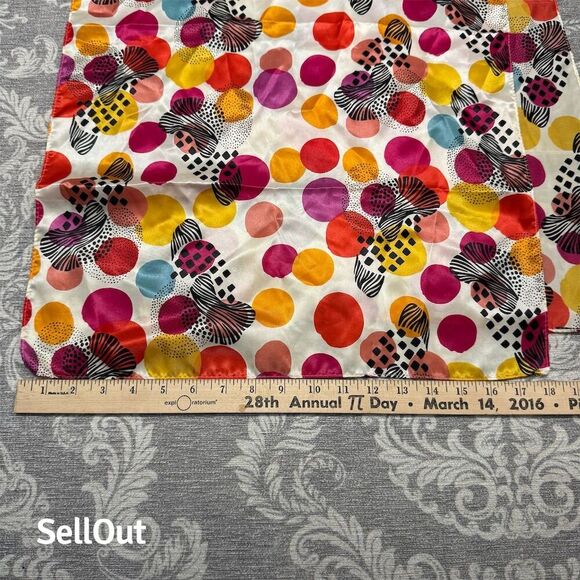 Women's Colorful Polka Dot Scarf Multicolor OS Standard 56"x18" Red - Picture 3 of 3